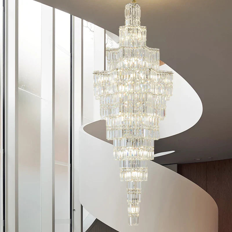 Afralia™ Crystal Staircase Chandelier: Luxury European Style for Villa Living Room