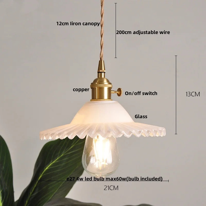 Afralia™ Modern Walnut Wood LED Pendant Lights with Glass Flower Shade