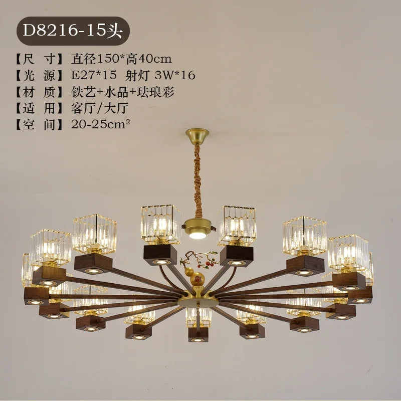 Afralia™ Crystal Dining Room Chandelier with Spotlights for Hotel Club Ballroom