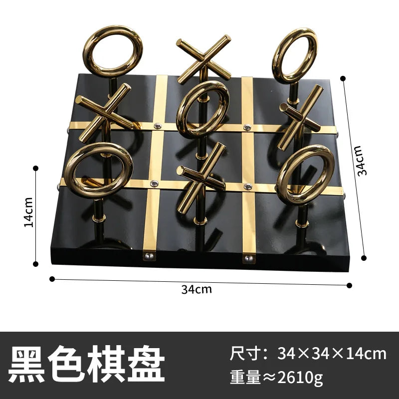 Afralia™ Golden Chessboard Metal Handicraft Sculpture for Home Decoration