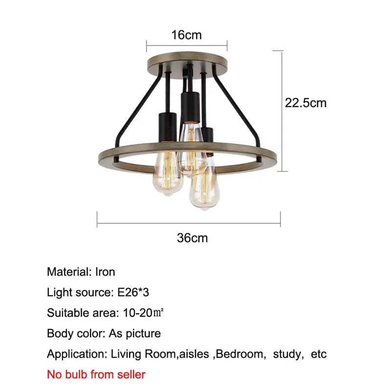 Afralia™ Retro Rural Ceiling Light for Kitchen Bedroom Balcony Industrial Farmhouse Style