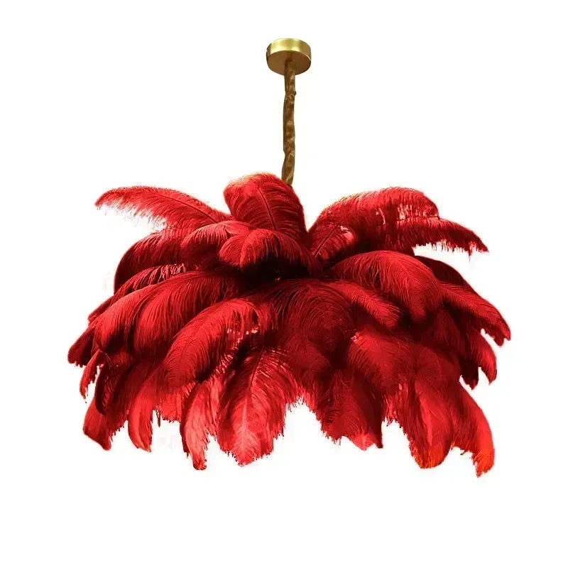 Afralia™ Scandinavian Designer Floral Feather LED Chandelier for Bedroom and Dining Room