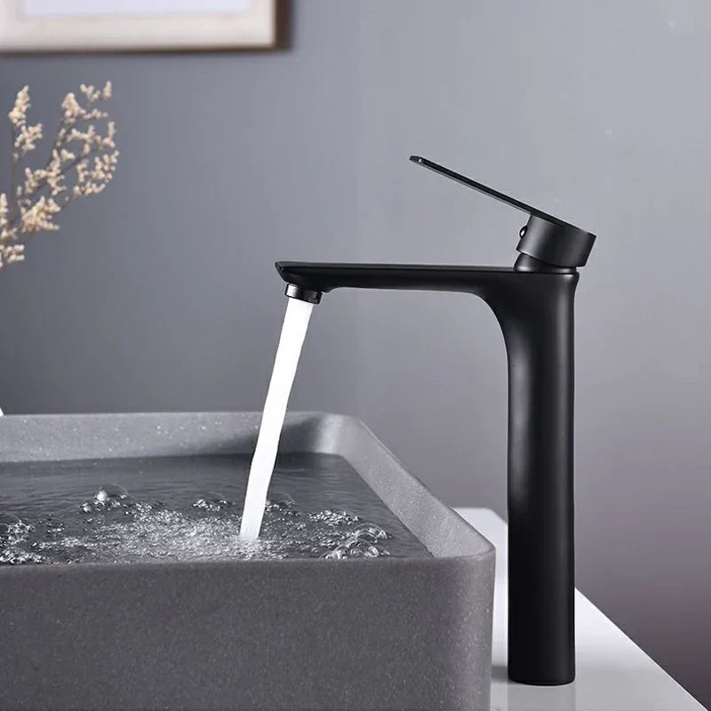 Afralia™ Waterfall Basin Mixer Faucet - Brass Tap in Brushed Gold Matte Black Chrome