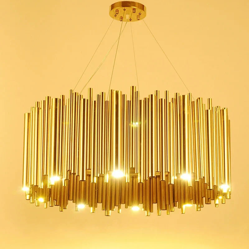 Afralia™ Gold Stainless Steel Chandelier LED Project Lamp
