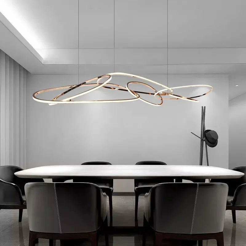 Afralia™ Rose Gold LED Chandeliers: Modern Rings Lighting for Living, Dining, Kitchen - Luminaire