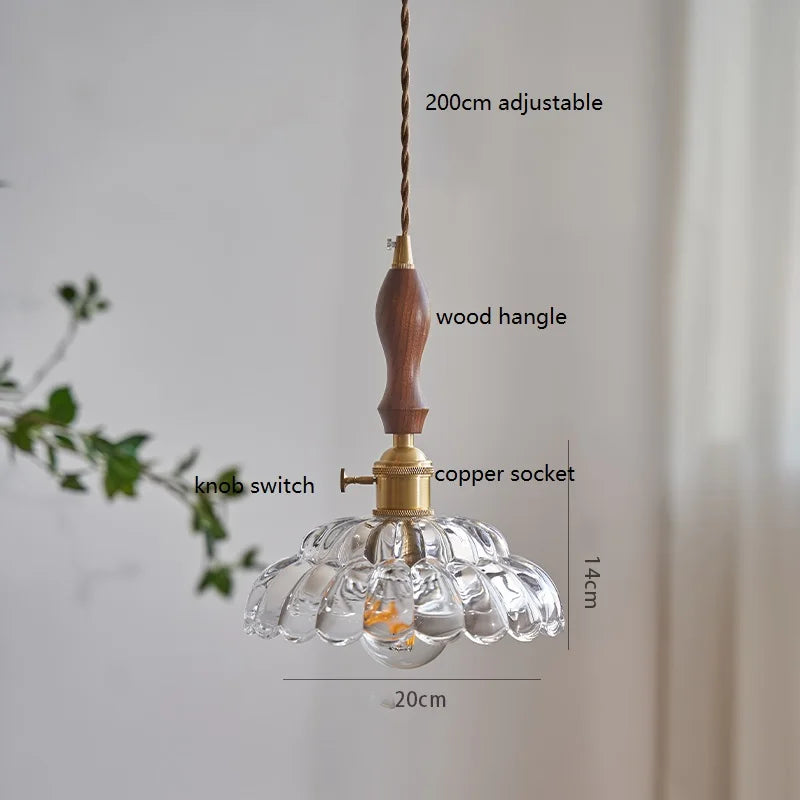 Afralia™ Japanese Vintage Glass LED Pendant Lamp for Home Decor