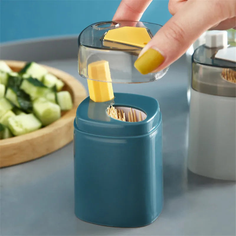 Afralia™ Stainless Steel Toothpick Holder Automatic Spring Cover Organizer Stand