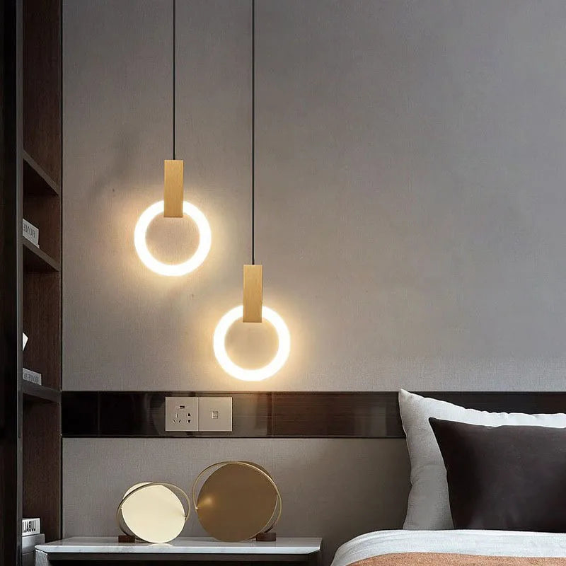 Afralia™ Modern Nordic Bedroom Circle Ring Chandelier LED Pendant Lighting