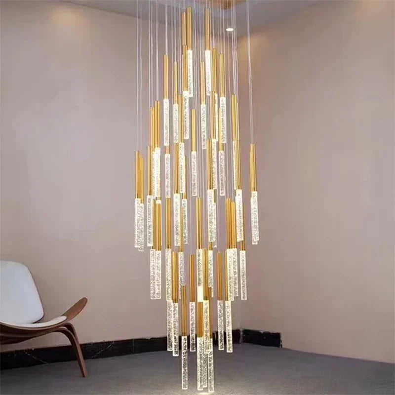 Afralia™ Crystal LED Chandelier: Stylish Lighting for Staircase & Living Room