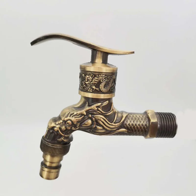 Afralia™ Bronze Dragon Carved Tap Bibcock - Outdoor Garden Faucet