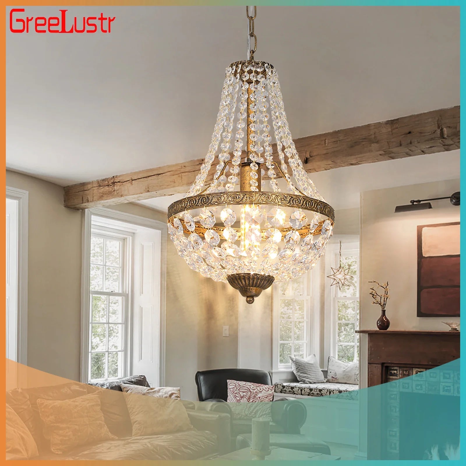 Afralia™ Retro Crystal Chandelier Pendant Light for Home Decor