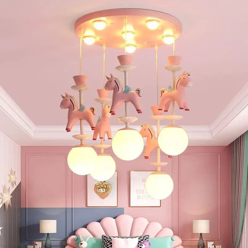 Afralia™ Kids Dream Carousel Chandelier: Modern, Creative & Cute Bedroom Pendant Light