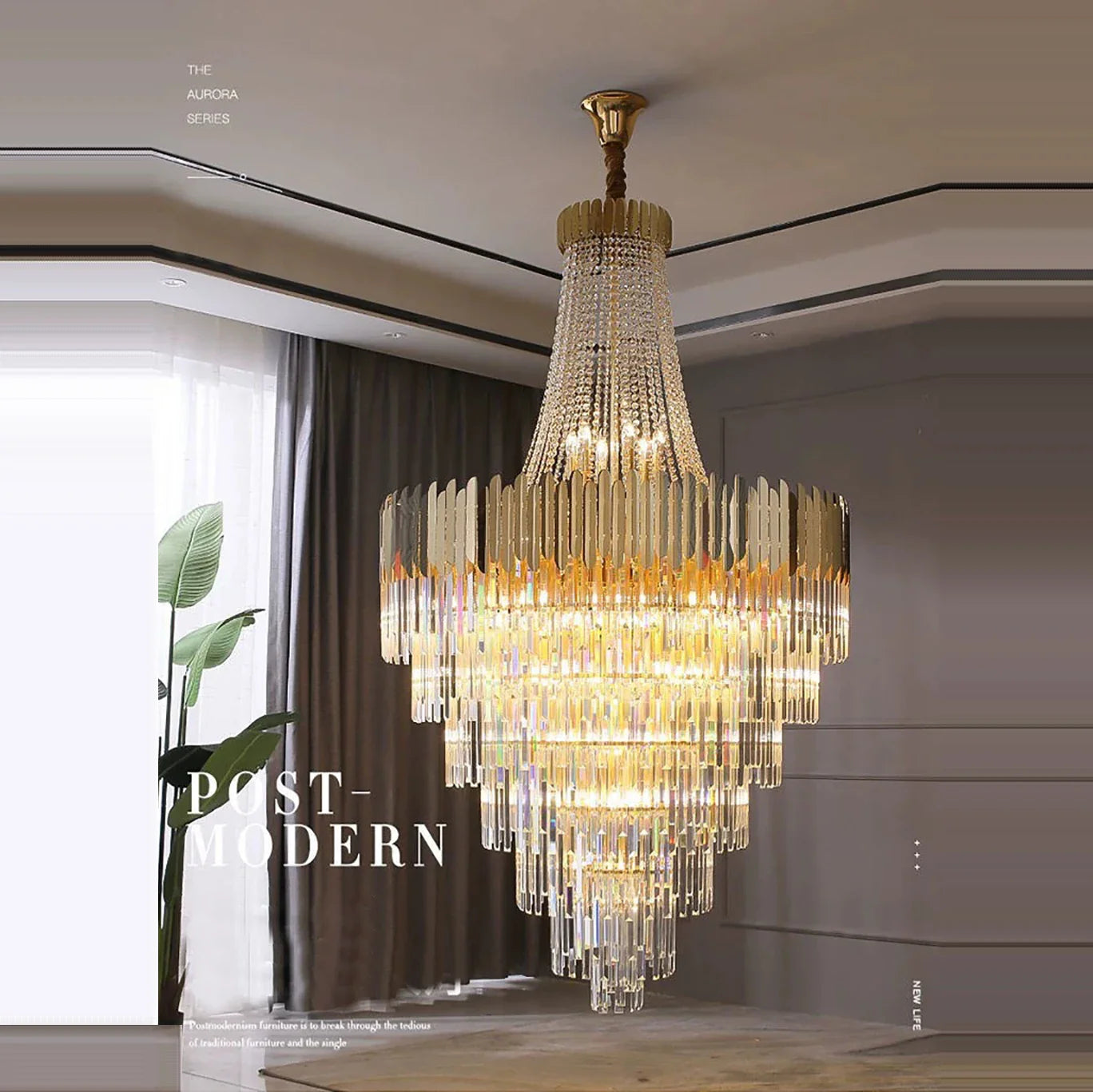 Afralia™ Modern Golden Crystal Pendant Chandelier for Luxurious Living Room Decor