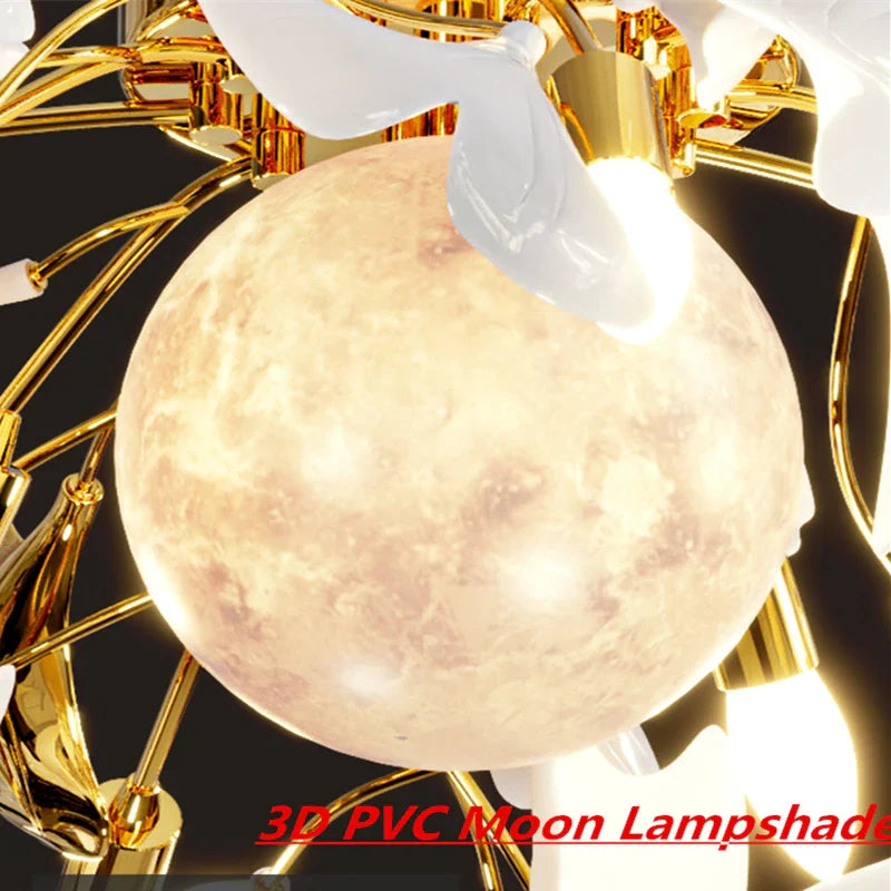 Afralia™ Ginkgo Leaf Acrylic Metal LED Ceiling Chandelier for Home Living Room