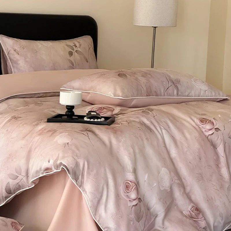 Afralia™ Luxury Faux Silk 3D Printed Cooling Bedding Set for Adults