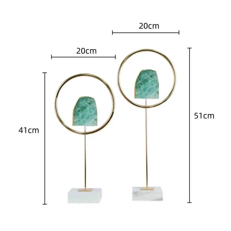 Afralia™ Metal Crystal Pendant Ring Sculpture Geometric Figurine Decoration