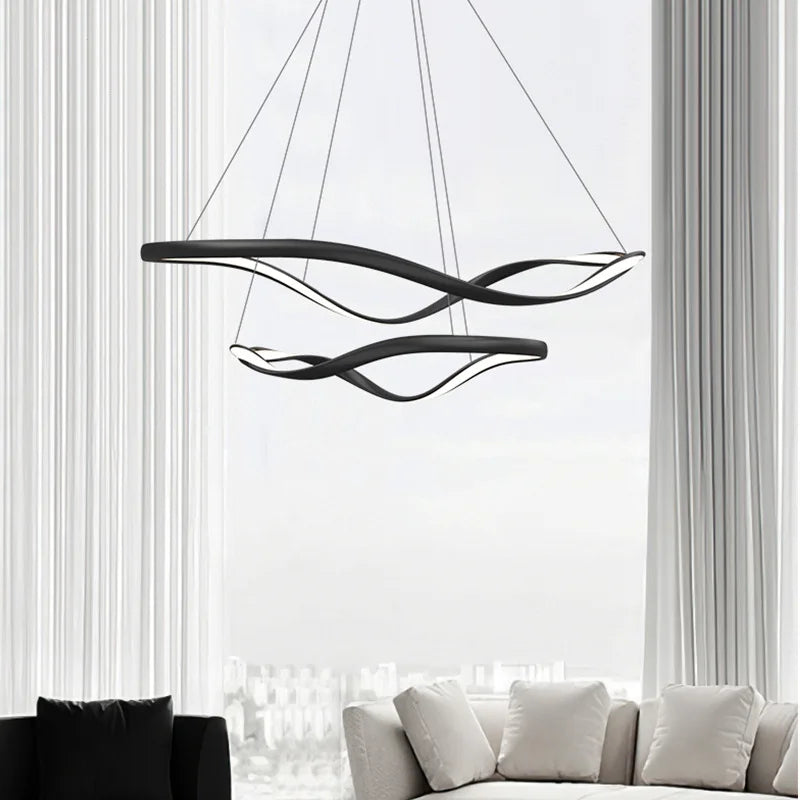 Afralia™ Modern LED Chandelier: Black, White, Gold, Aluminium, Adjustable Ring for Home Décor.