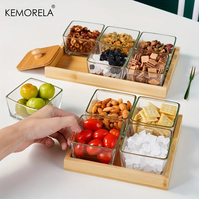 Afralia™ Bamboo Wood Lid Glass Snack Storage Jar | Stylish Container for Snacks and Dried Fruits