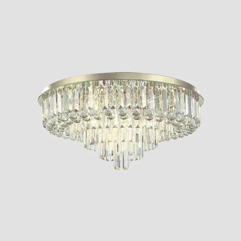 Afralia™ Round Crystal Ceiling Chandelier - Modern Black Gold Living Room Lighting