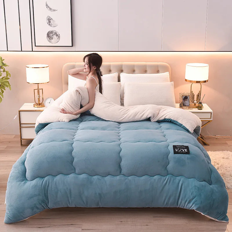 Afralia™ Milk Cashmere Lamb Wool Quilt: Soft & Warm Bedding for Winter, Spring, and Autumn.
