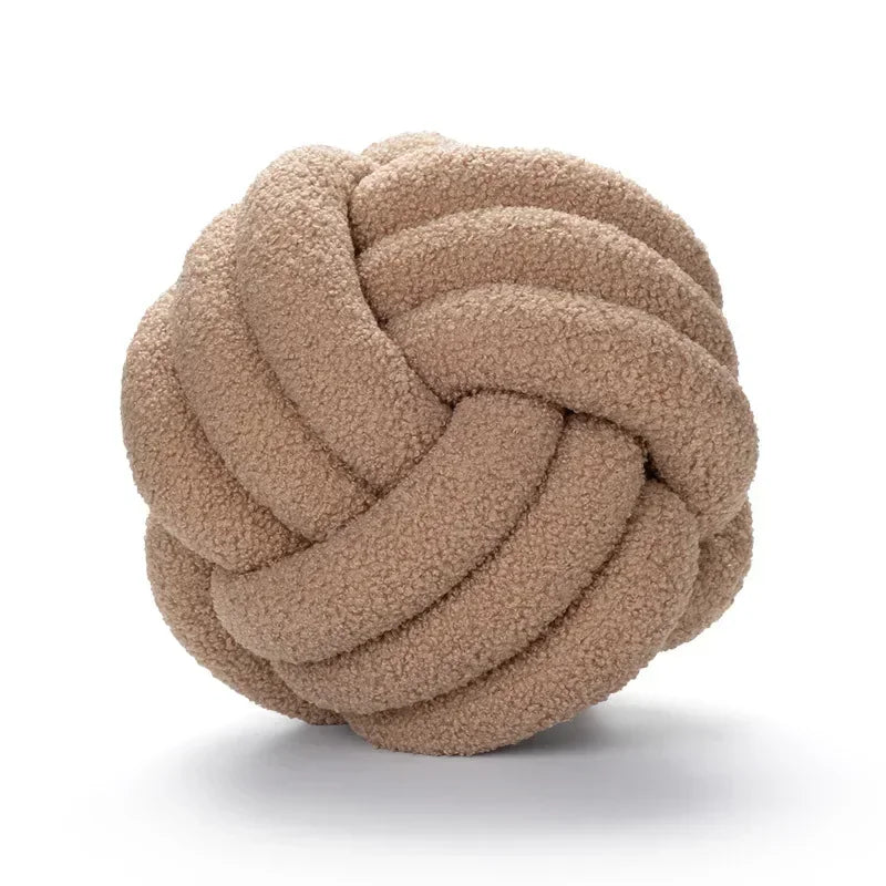 Afralia™ Lamb Fleece Sofa Bed Pillows, High-End Knotted Ball Cushions for Elegant Living Room Decor
