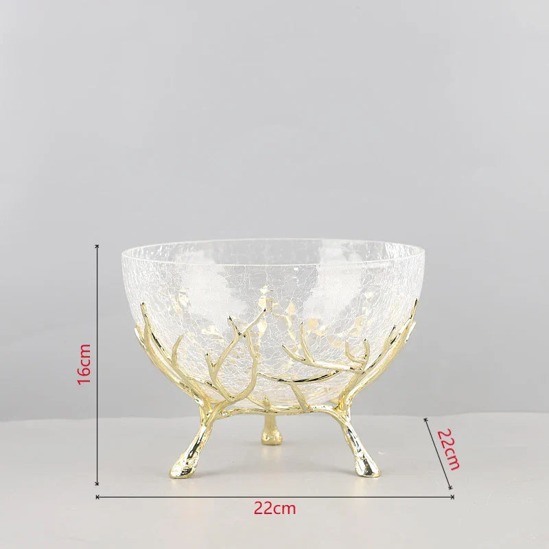 Afralia™ Golden Branches Glass Bowl Set for Home Kitchen Desserts and Snacks