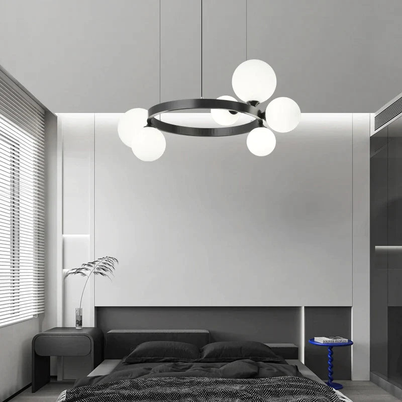 Afralia™ Circle Chandelier: Magic Bean Nordic Bedroom Bar Dining Room LED Lighting