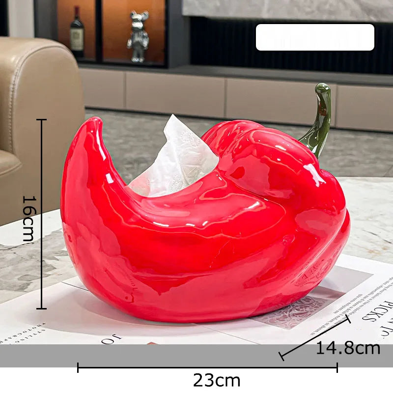 Afralia™ Ceramic Chili Tissue Box Desk Decoration & Paper Towel Case