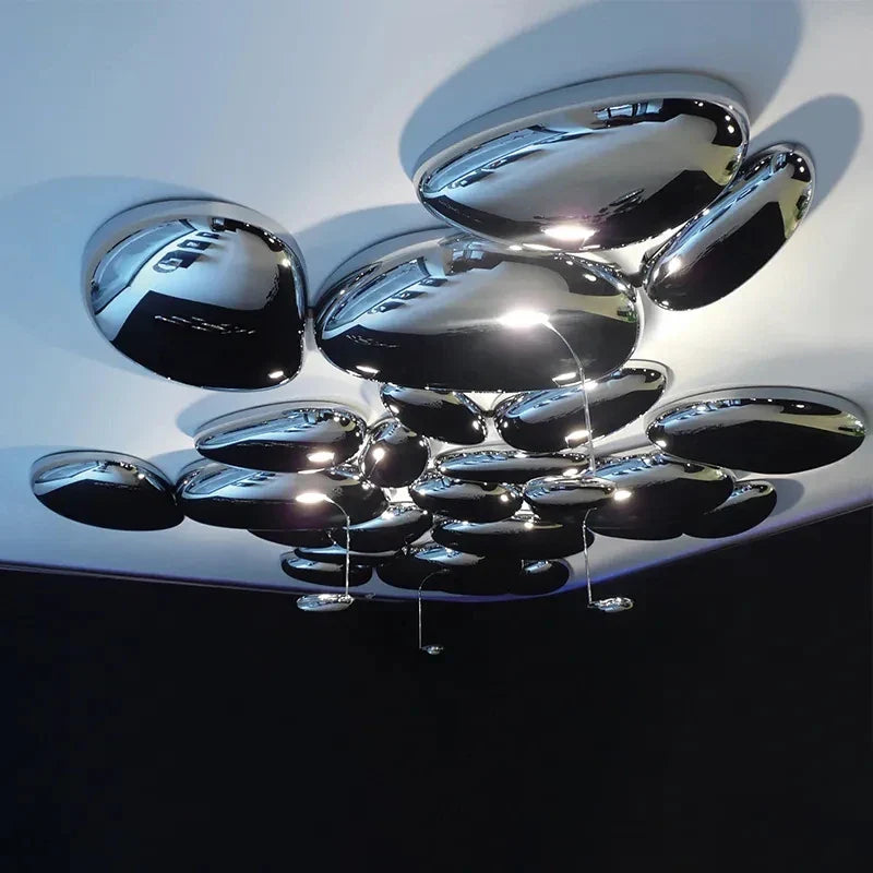 Afralia™ Modern Chrome LED Ceiling Lamp for Living Room Bedroom & Restaurant