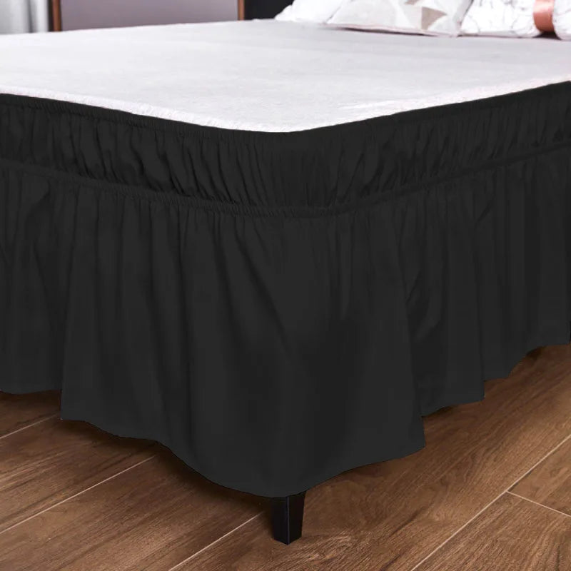 Afralia™ Ruffled Bed Skirt - Queen King Full Size - Solid Color - Adjustable Elastic Band