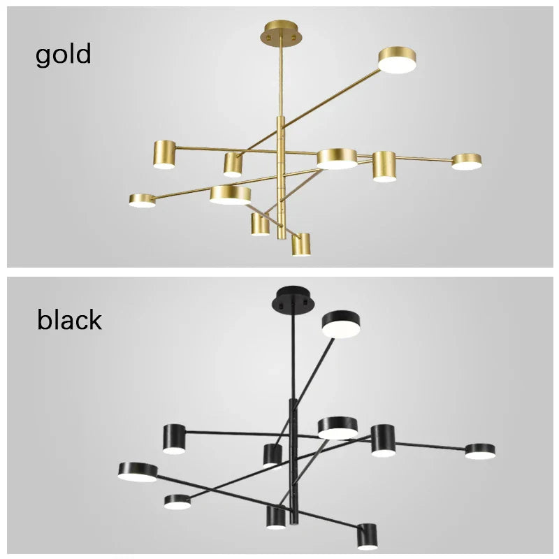 Luxury Black Gold Chandelier Pendant for Modern Living Room, Bedroom, Kitchen, Dining - Afralia™ LED Lighting