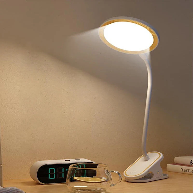 Afralia™ LED Clip Desk Lamp | USB Rechargeable, 3 Modes Dimming, Bed Reading Light