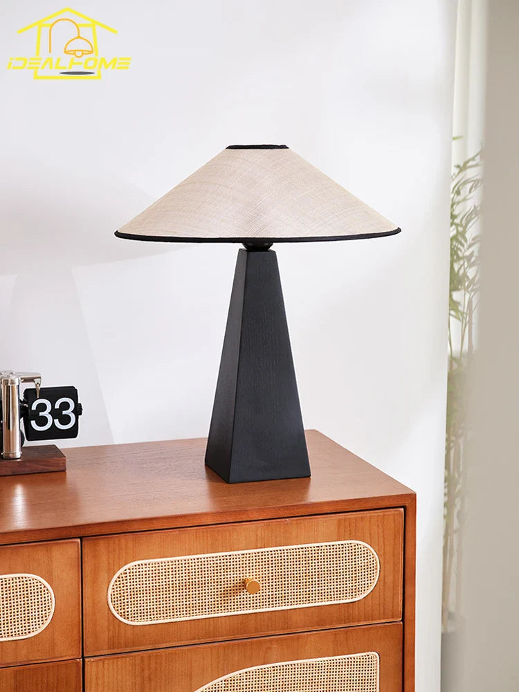 Afralia™ Medieval LED Desk Lamp Solid Wood Retro Design Home Study Bedroom Decor