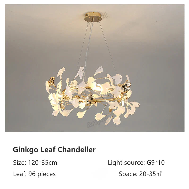 Afralia™ Classic White and Gold Leaf Pendant Lamp for Living Room Dining Room Lighting