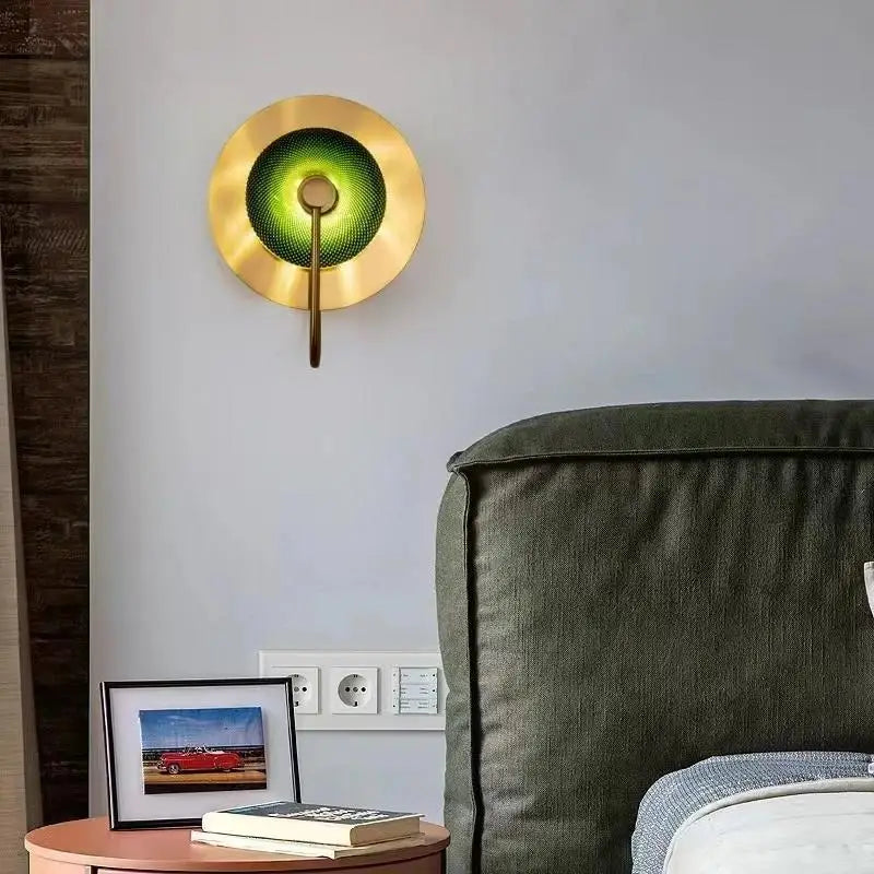 Afralia™ Nordic LED Glass Wall Lamp Living Bedroom Sconce - Golden Round Light Fixture