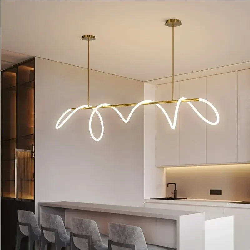 Afralia™ Modern Long Hose LED Chandelier for Dining Room and Kitchen