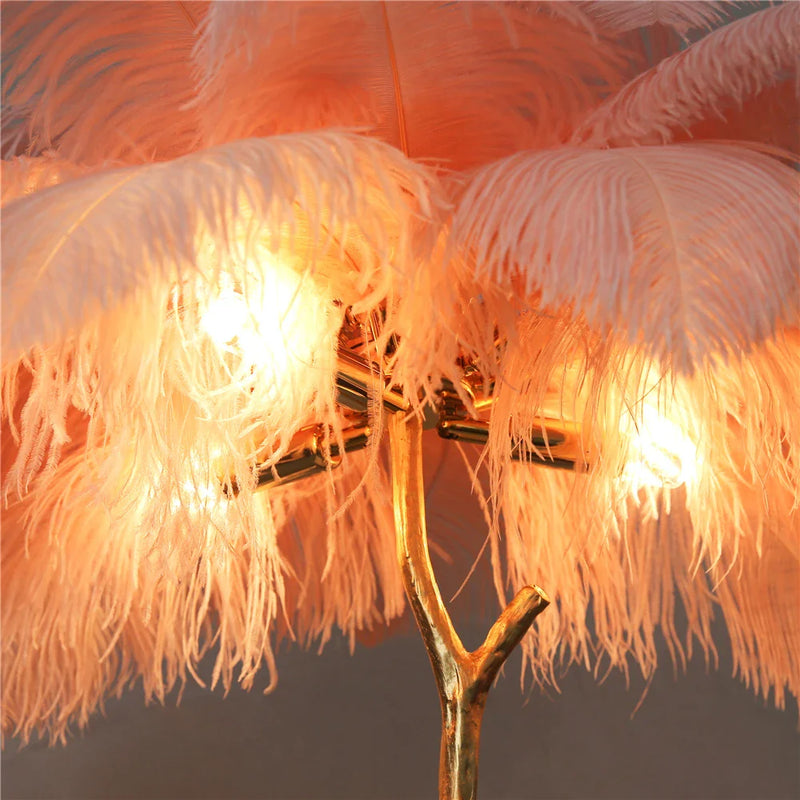 Afralia™ Elegant Ostrich Feather Floor Lamp for Home Decor & Lighting