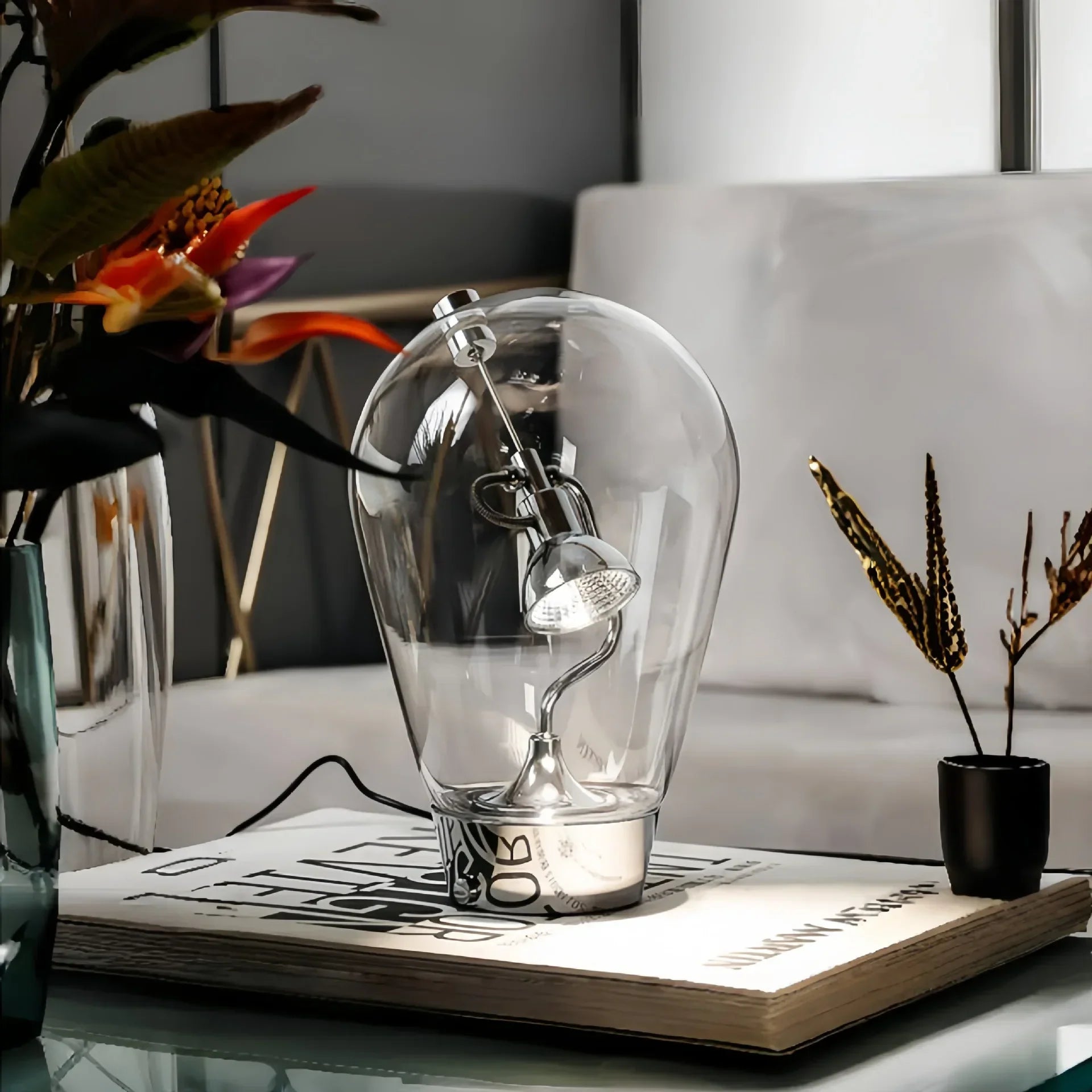 Afralia™ Glass Desk Lamp: Italian Vintage Dimmable Rotary Table Light