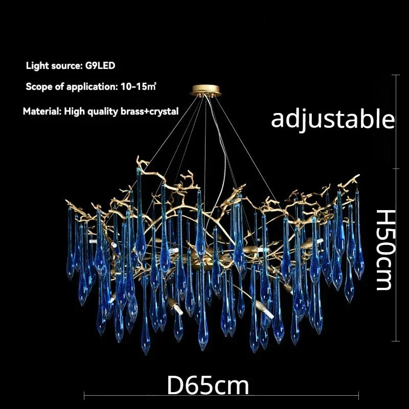 Afralia™ Blue Crystal Chandelier with Customizable Color for Luxury Indoor Lighting