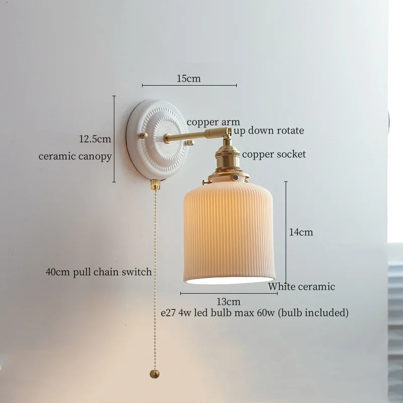 Afralia™ Striped Ceramic LED Wall Sconce: Modern Nordic Interior Light
