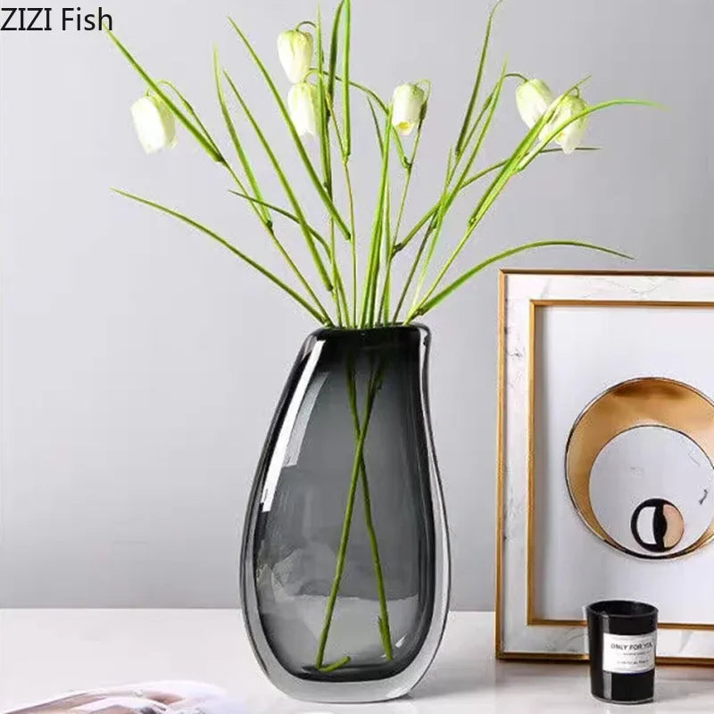 Afralia™ Double Glass Vase Hydroponic Flower Pot: Desk Decor, Floral Arrangement Aesthetics