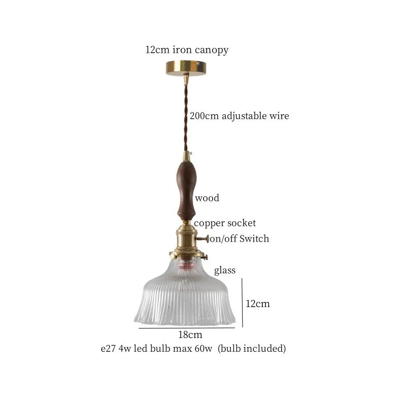 Afralia™ Amber Glass LED Hanging Lamp Japanese Vintage Pendant Lights for Bar Loft