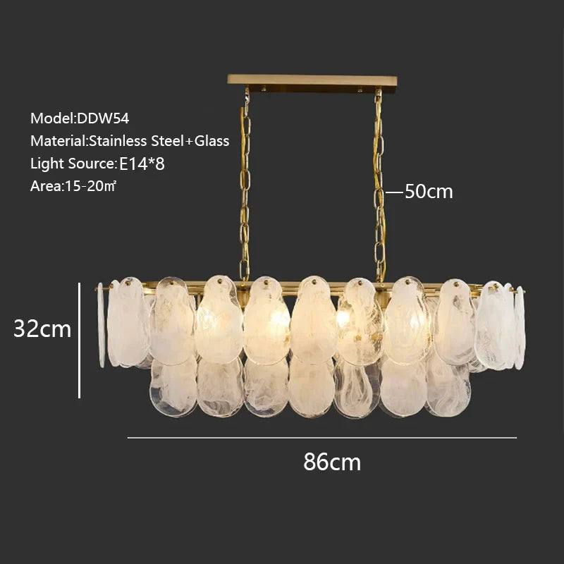 Afralia™ Cloudy Glass Chandeliers: Modern LED Lustre Indoor Lighting for Living Room Décor