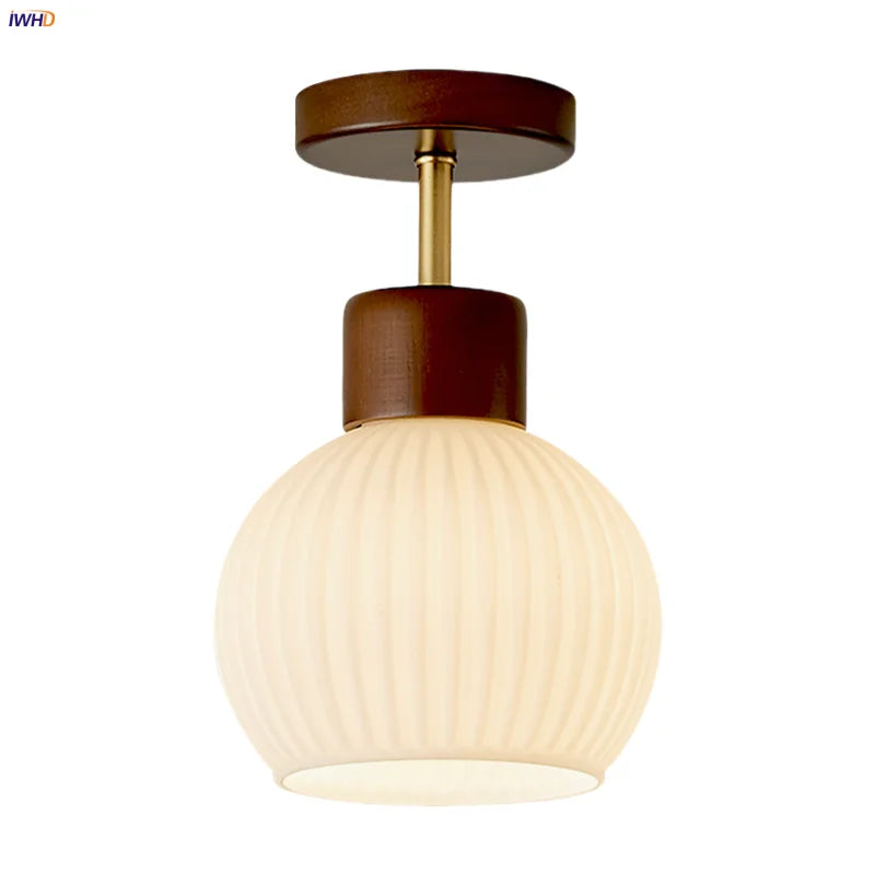 Afralia™ White Glass Ceiling Lamp LED Modern Nordic Kitchen Light