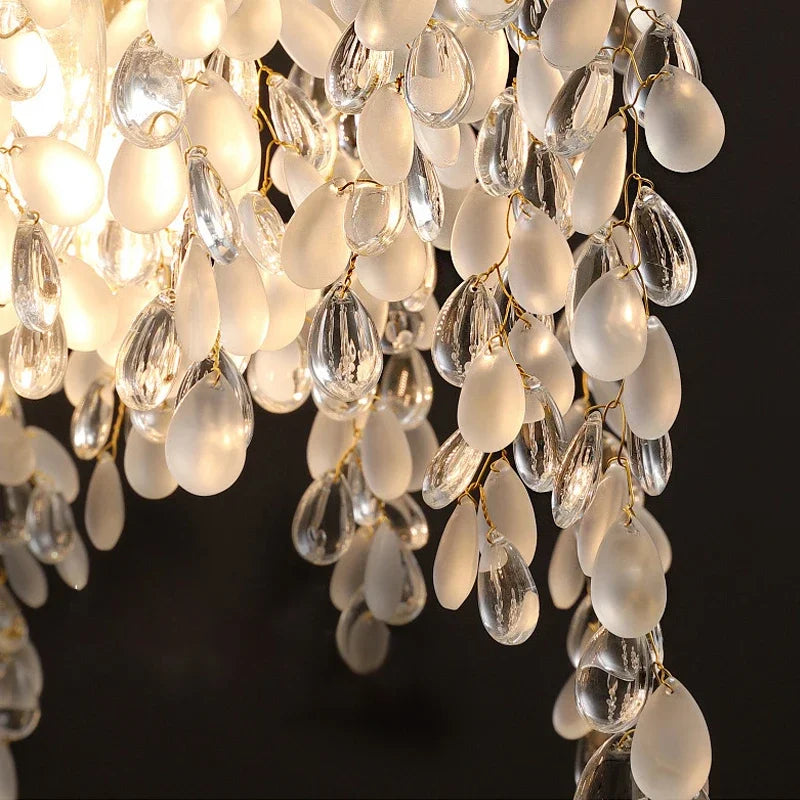 Afralia™ Modern Luxury Crystal Chandelier Golden Gloss LED Ceiling Lamp
