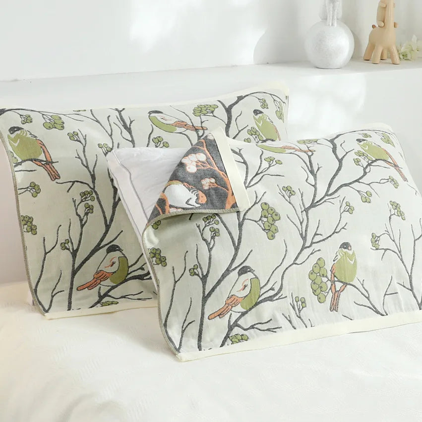 Afralia™ Six-Layer Gauze Cotton Pillowcase Set