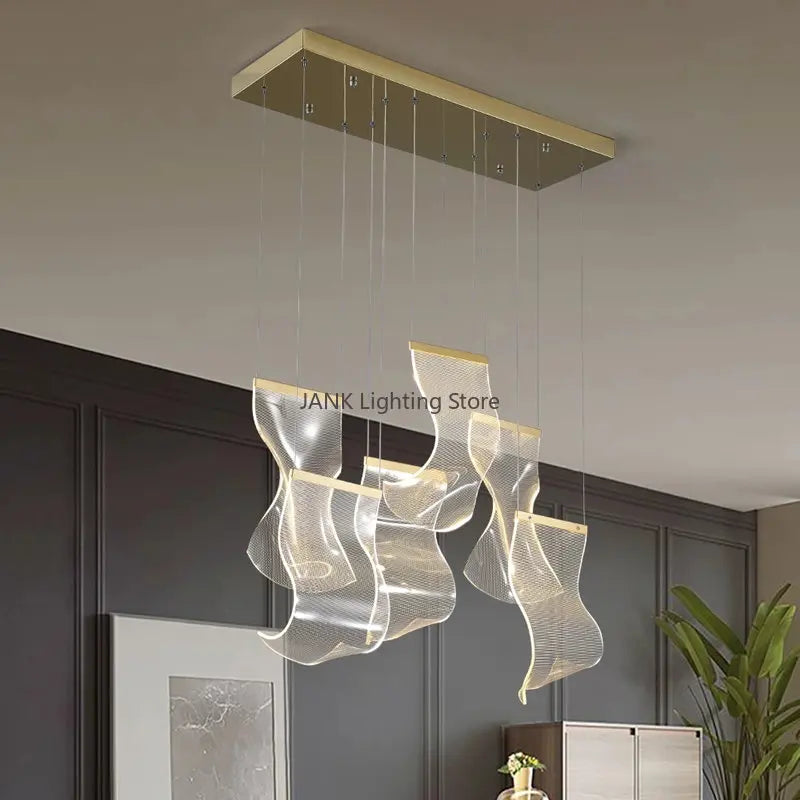 Afralia™ LED Art Acrylic Pendant Light for Modern Luxury Staircase Chandelier