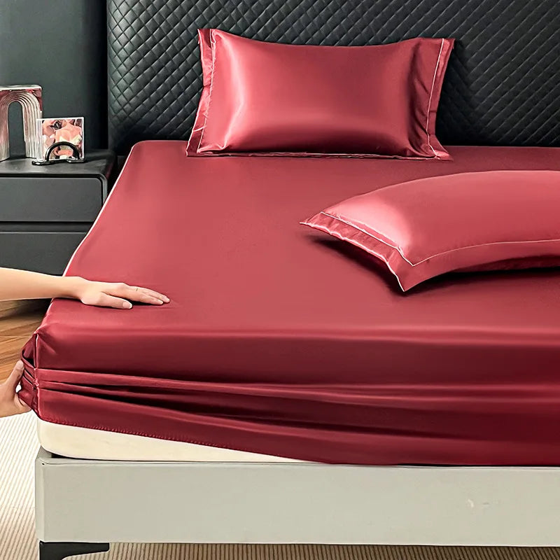 Afralia™ Satin Fitted Sheet Set - Luxuriously Soft Double Full Size Bedding