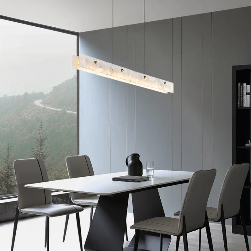 Afralia™ Marble Strip Pendant Light: Luxury Natural Stone Dining Table Chandelier