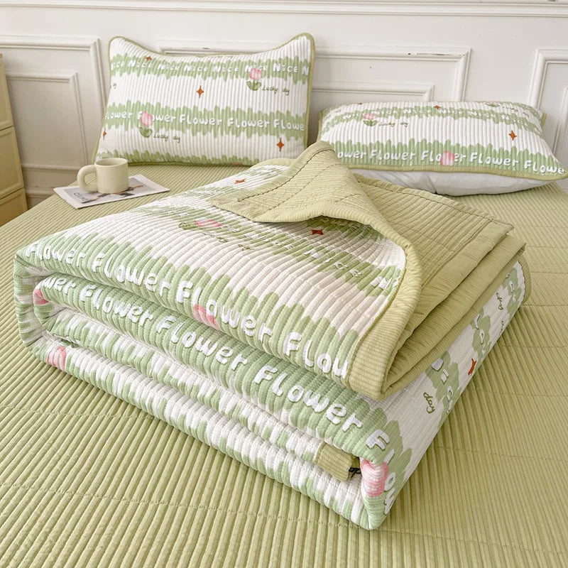 Afralia™ Cartoon Small Fresh Washed Cotton Bed Sheets Bedspread
